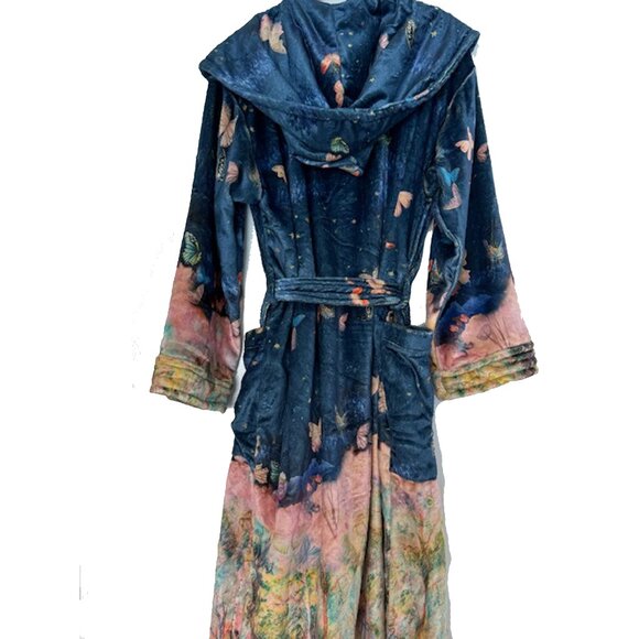 Johnny Was Aurelius Cozy Robe Floral Butterfly Sleep Wear Lounge Flowers Blue NW - Picture 5 of 6